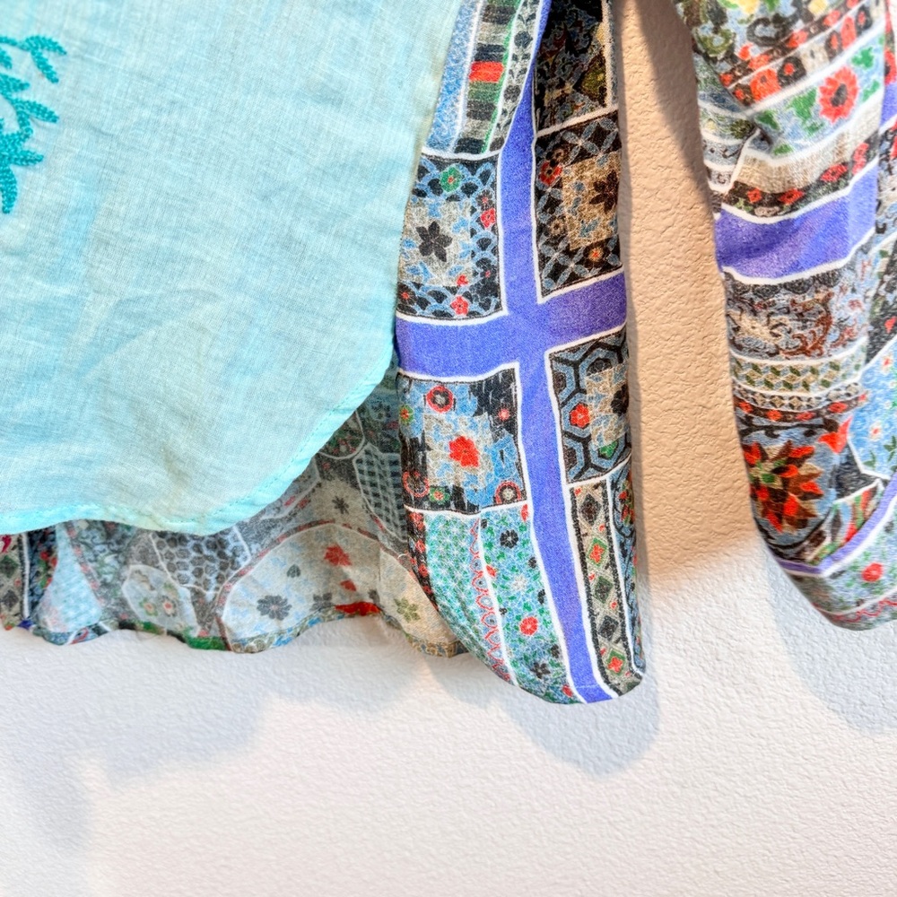 Boho Embroidered Patchwork Button Front Tunic Shi… - image 6